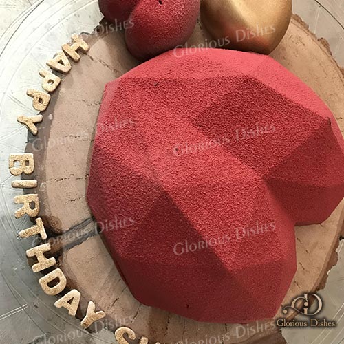 red heart cake design