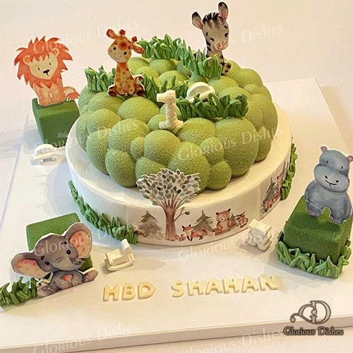 green cake design for kids