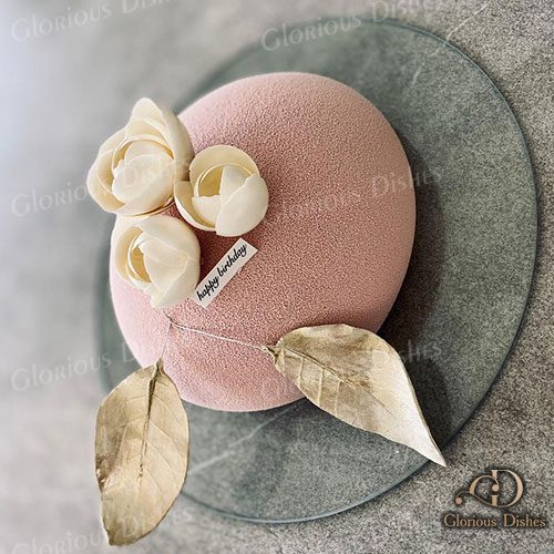 Simple entremet cake design with flowers